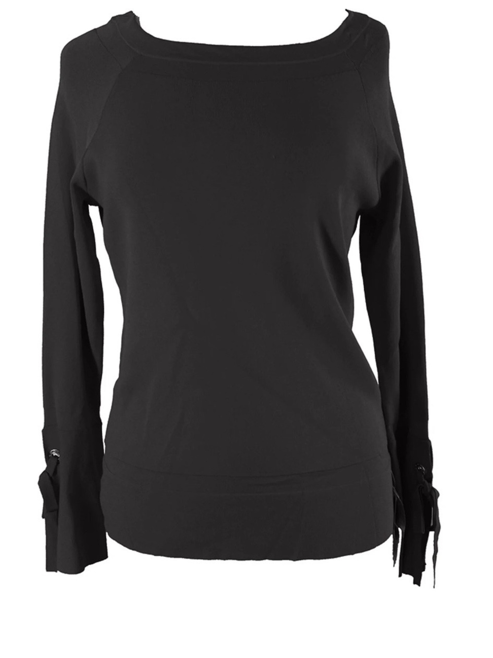 INC International Concepts Women’s long sleeve black knit top bell cuffs sz LG